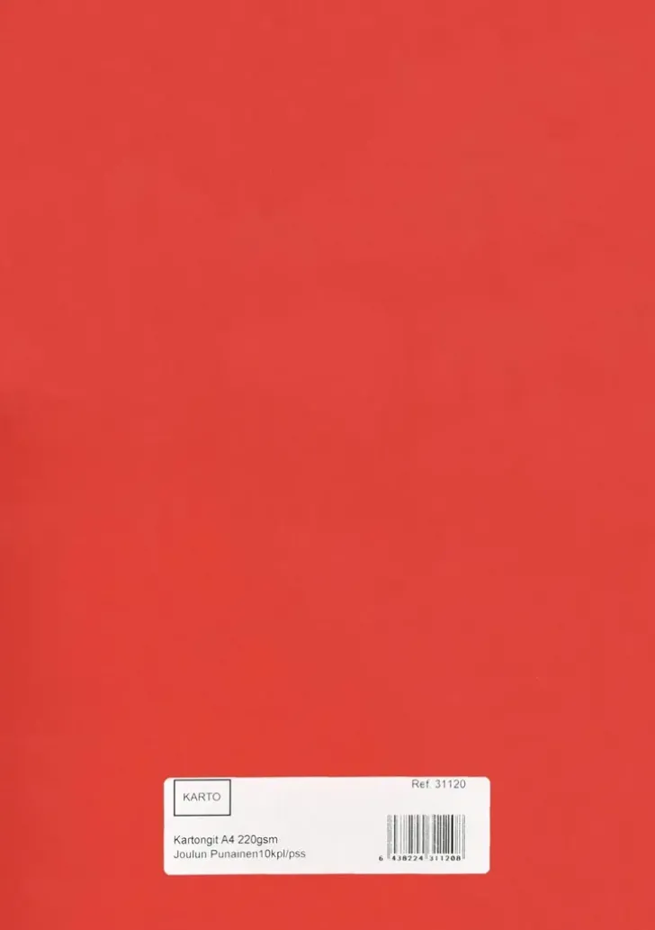 Askartelukartonki A4 220 Gsm Joulun Punainen 10 Ark/Pss