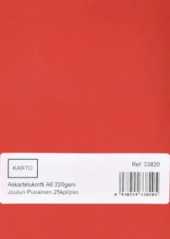 Askartelukortti A6 220 Gsm Joulun Punainen 25 Kpl/Pss