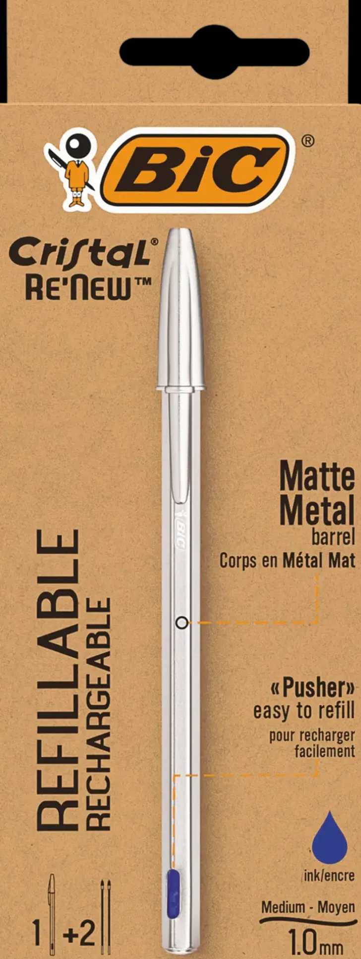 Bic Cristal Re-New Kuulakyna + Kaksi Tayttosailiota Sininen Muste