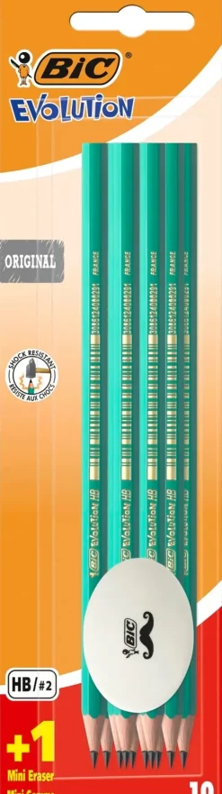Bic Eco Evolution 10 Lyijykynaa + Pyyhekumi