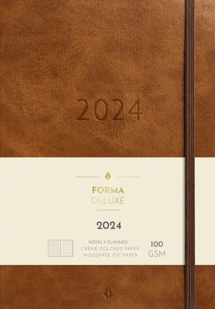 Burde Kalenteri 2024 Business Forma Deluxe Ruskea