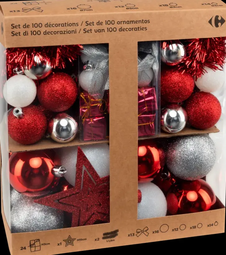 Carrefour Joulupallo 100 Kpl, Punainen