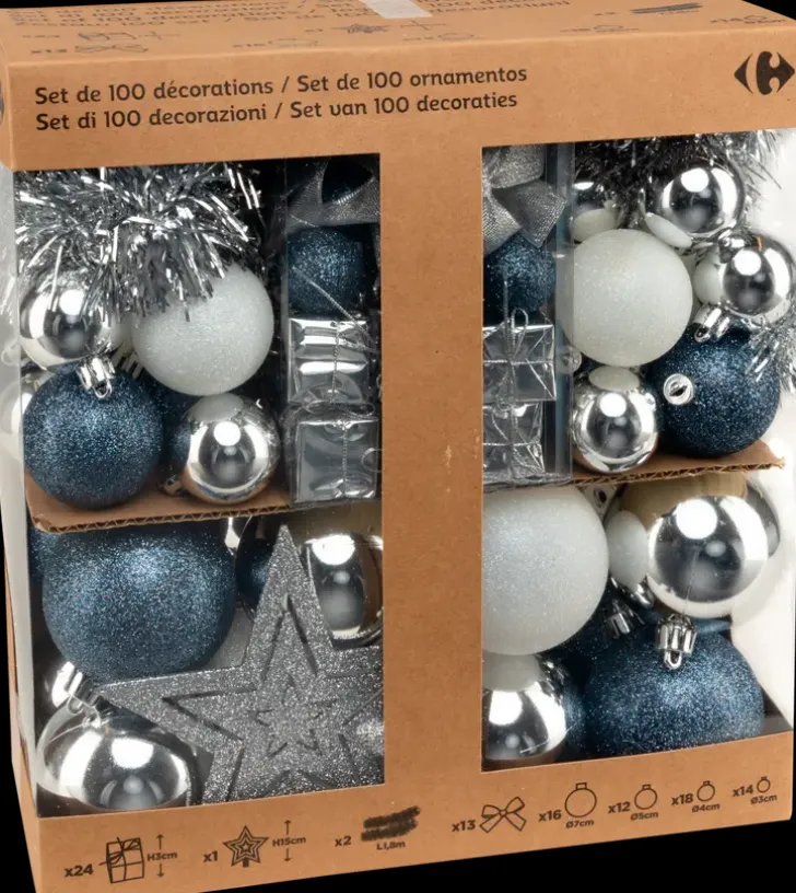 Carrefour Joulupallo 100 Kpl, Sininen