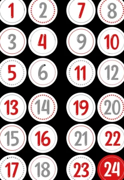 J.K. Primeco Joulukalenteritarra Numerot Punaharmaa 4 Ark