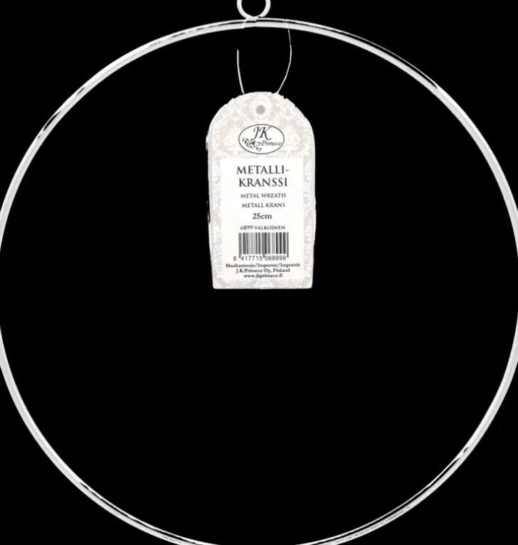 J.K. Primeco Metallikranssi 25 Cm Pyorea Valkoinen