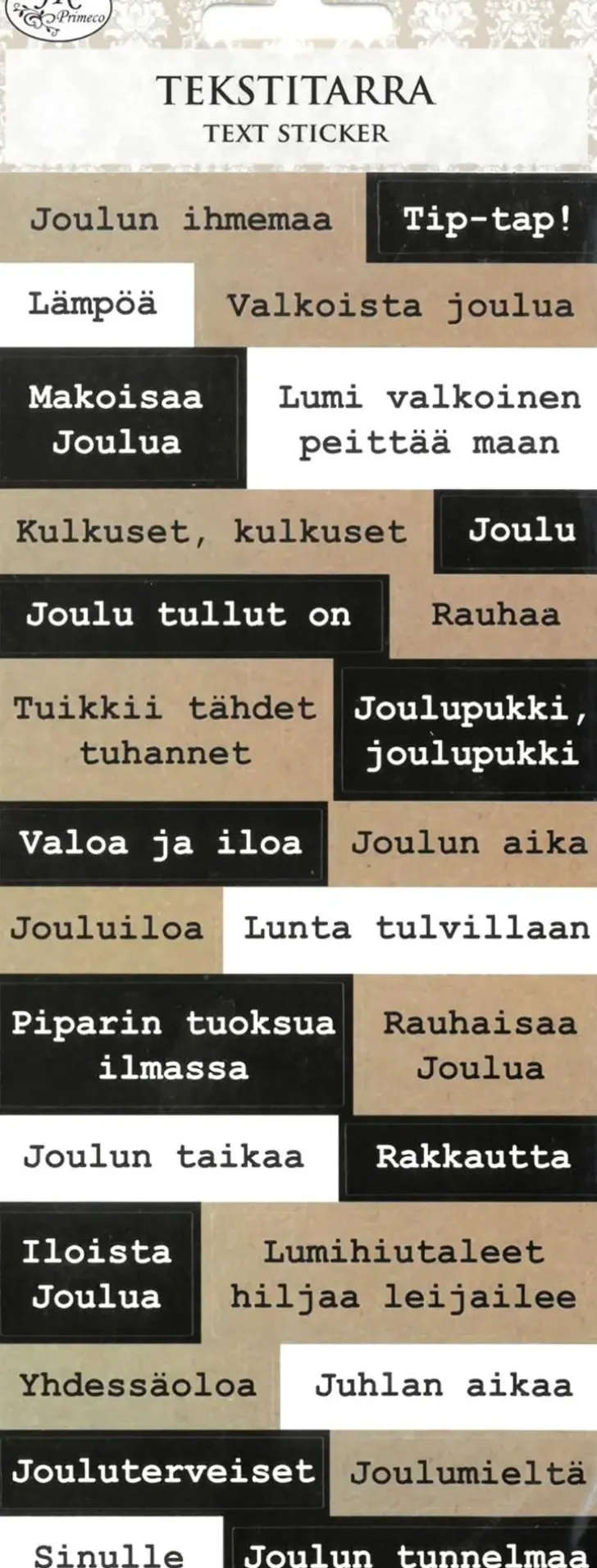 J.K. Primeco Tekstitarra Joulusanonnat Musta-Natur