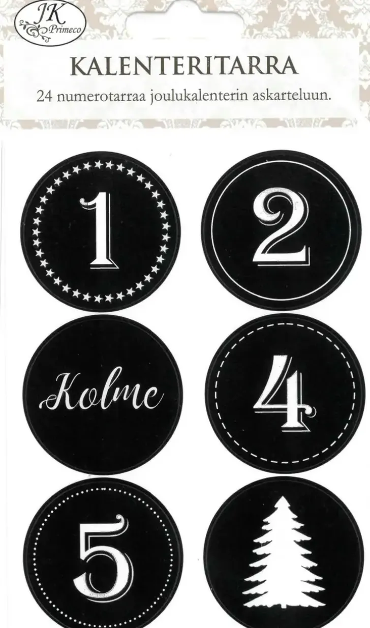 Joulukalenteritarra Musta 4Ark/Pkt