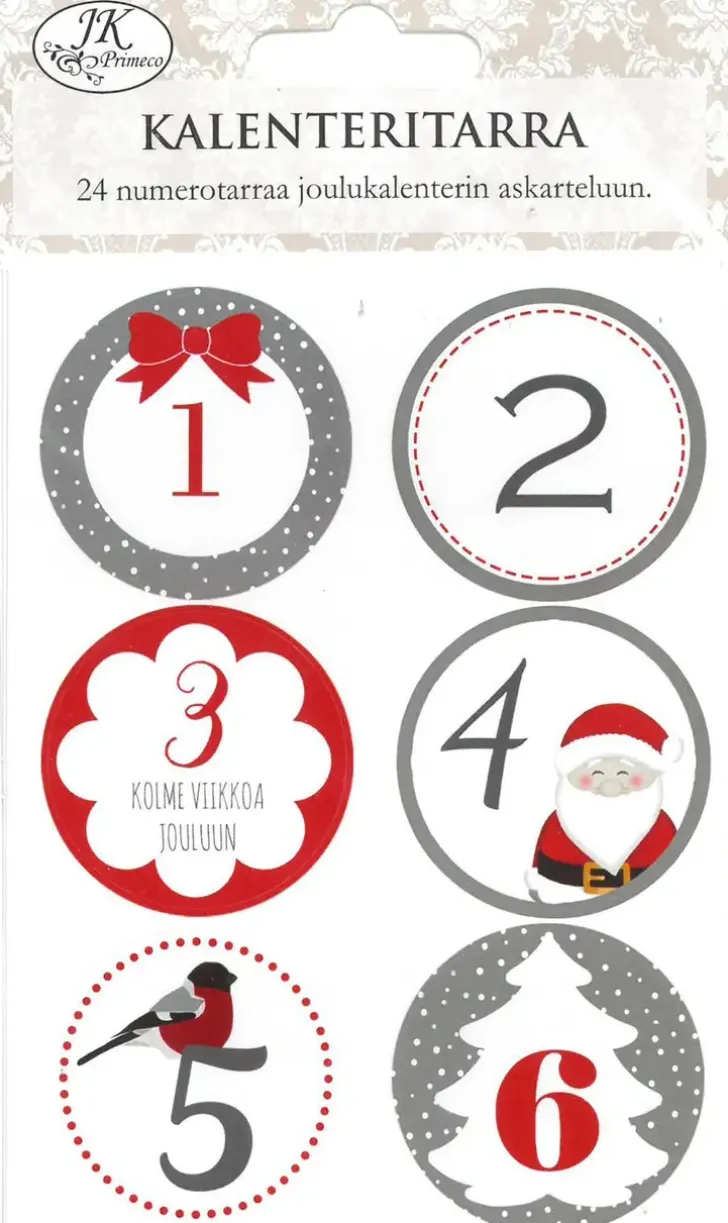 Joulukalenteritarra Punaharmaa