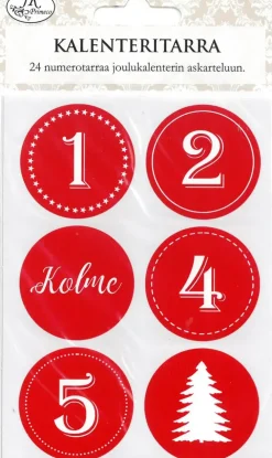 Joulukalenteritarra Punavalko 4Ark/Pkt