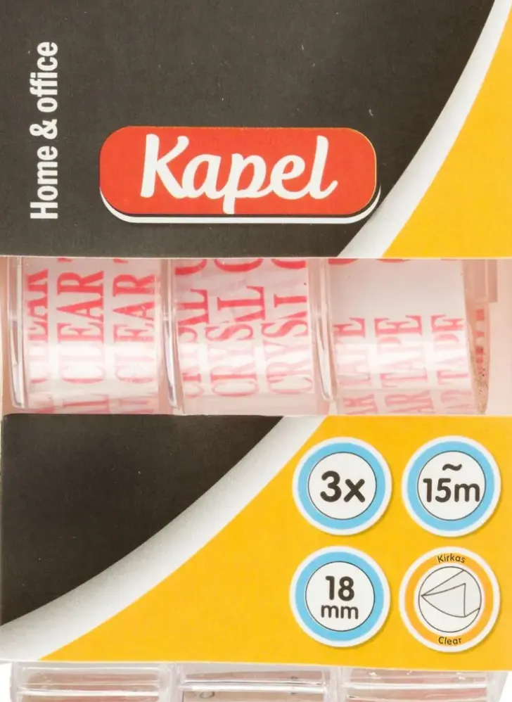 Kapel Teippi Telineessa Kirkas 18Mm X 15,2M 3Kpl