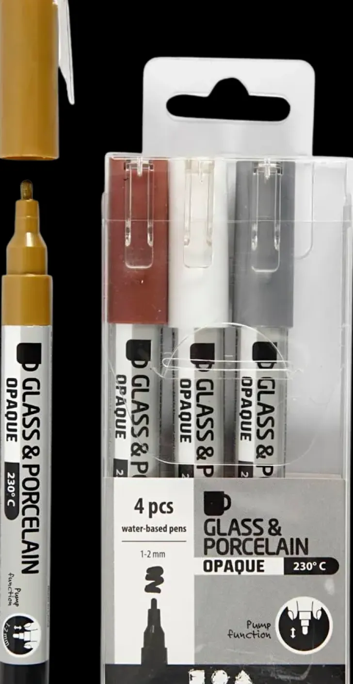 Lasi- Ja Posliinitussi, Ruskea, Kulta, Hopea, Valkoinen, Paksuus 1-2 Mm, Lapikuultavat, 4 Kpl/ 1 Pkk