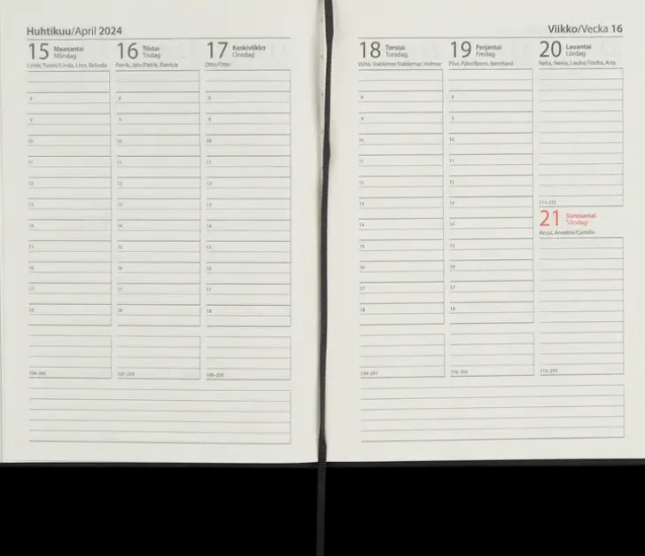 Poytakalenteri A5 Kangas, Musta