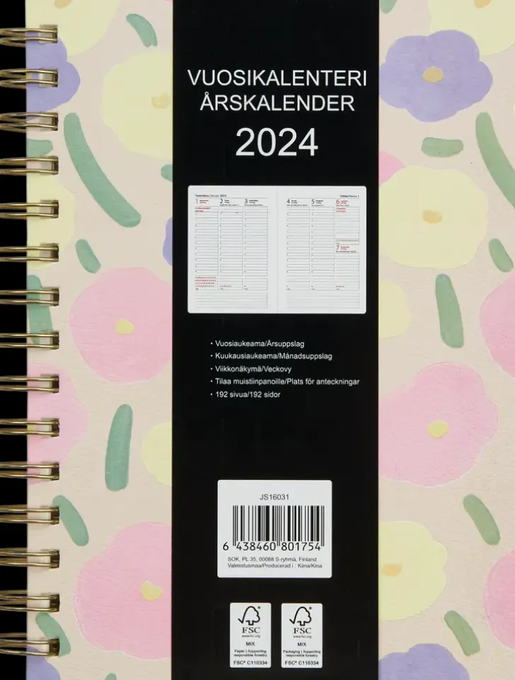 Poytakalenteri A5 Kierresidottu