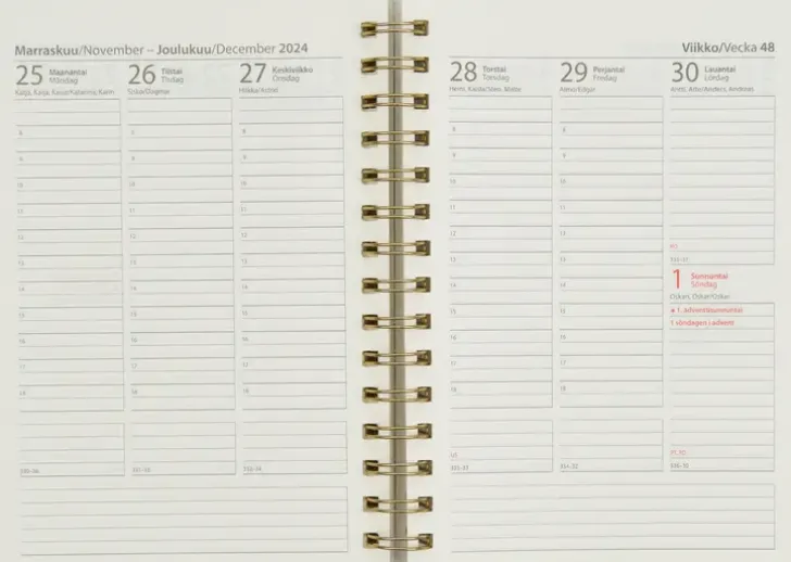 Poytakalenteri A5 Kierresidottu