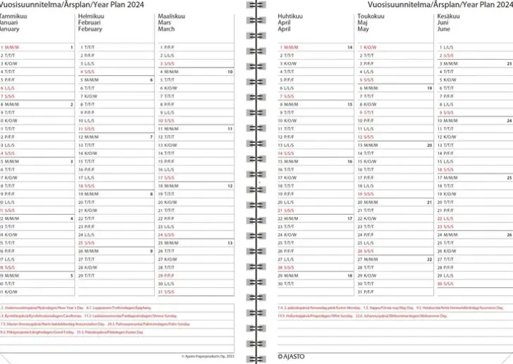 Poytakalenteri Wega-Vuosipaketti