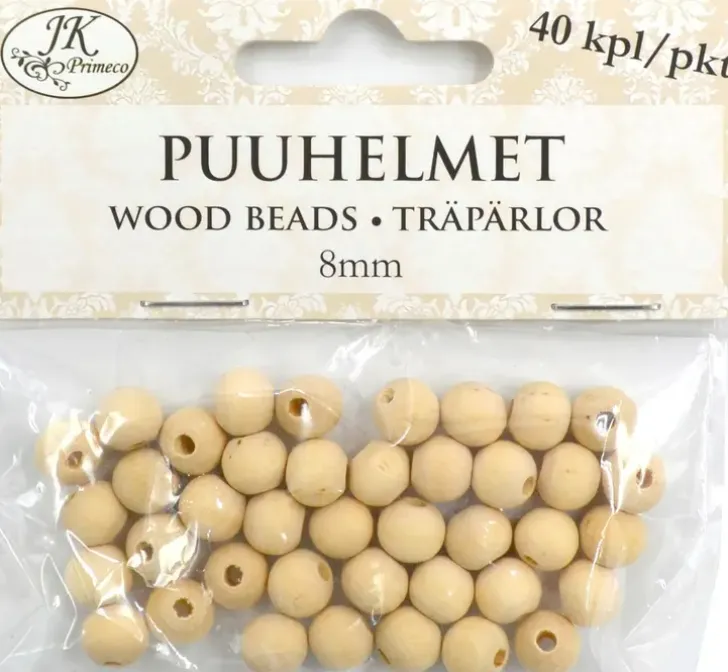 Puuhelmet Natur 8Mm 40Kpl/Pkt