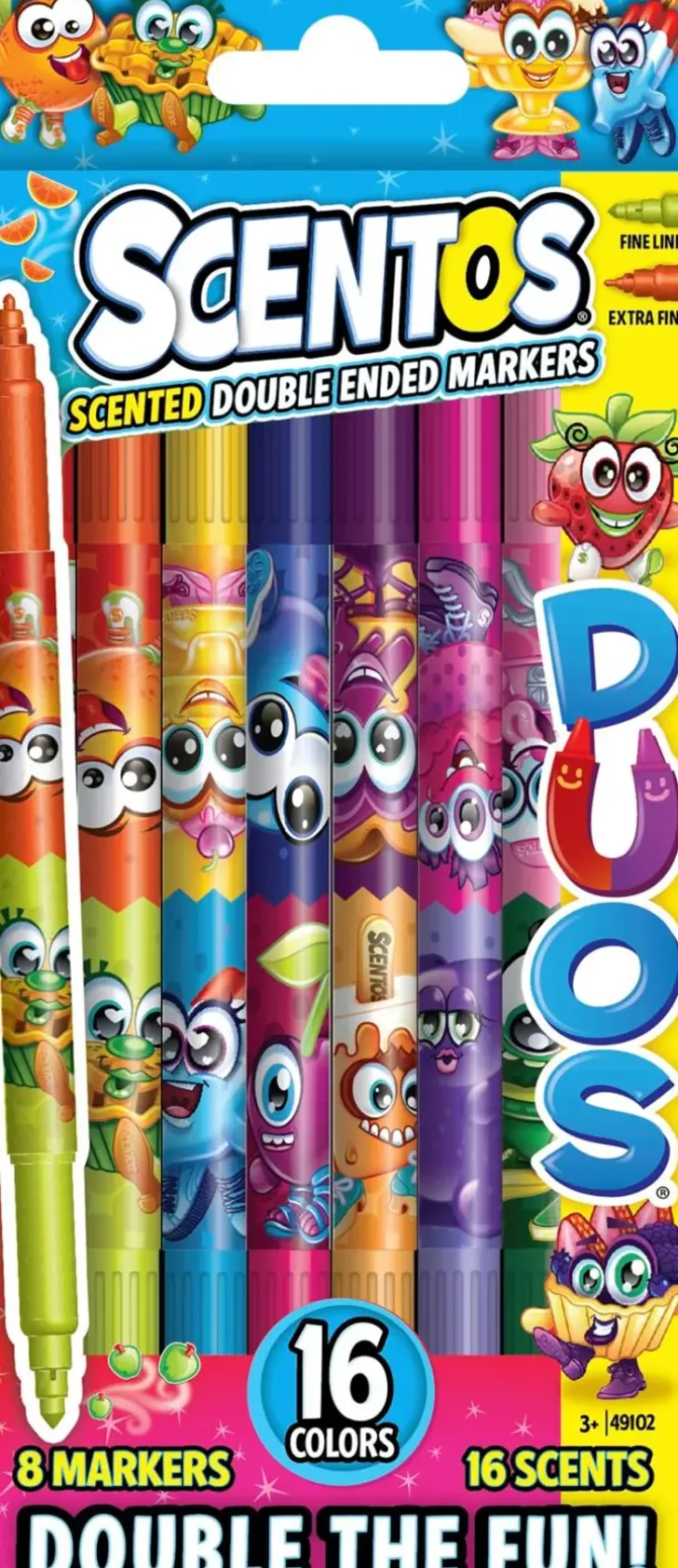 Scentos Tuoksuvat Kaksipaiset Ohutkarkiset Tussit 8Kpl