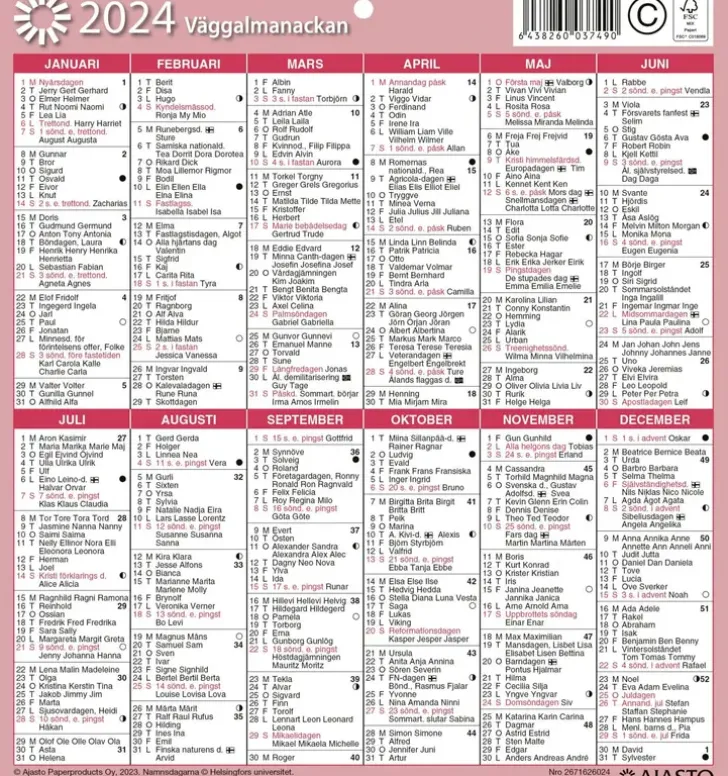 Seinakalenteri Seinaalmanakka/Vaggalmanackan