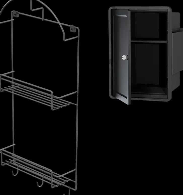 Siivouskomerosarja Lm 871: Lukittava Kemikaalikaappi + Siivousvalineteline 2 Hyllylla