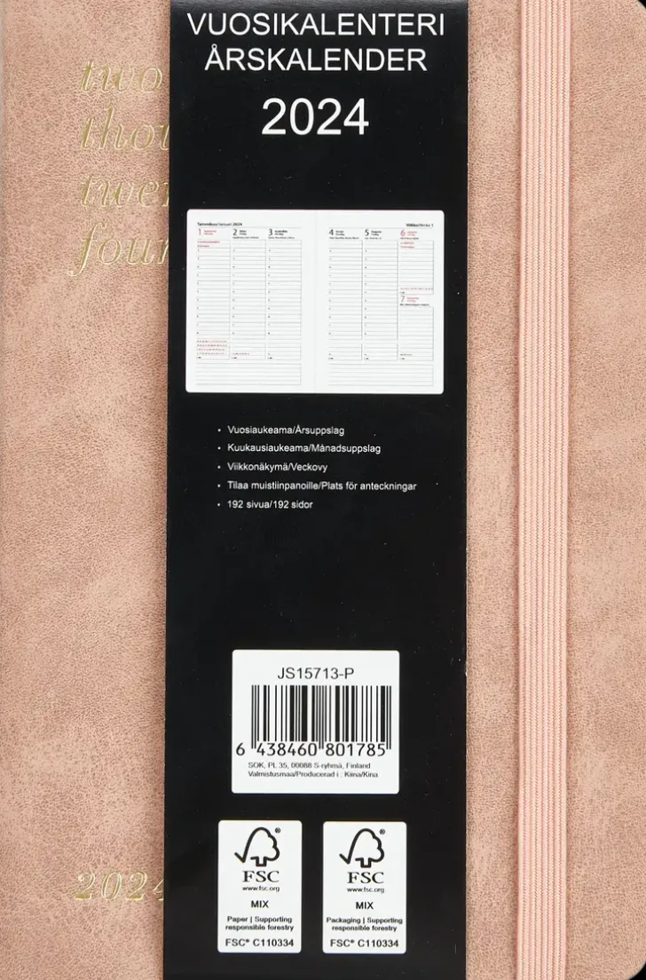 Taskukalenteri A6 Roosa