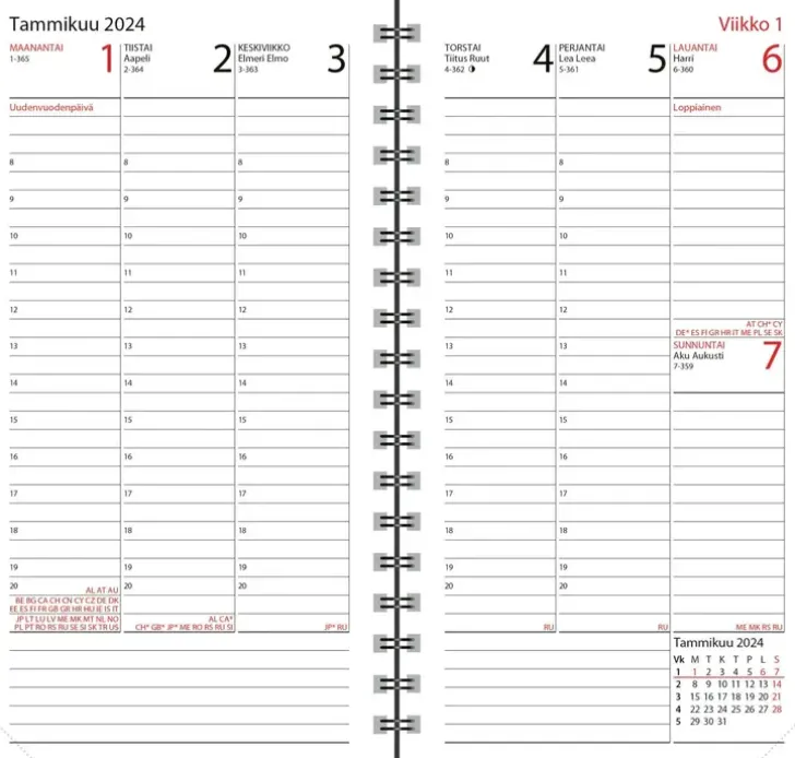 Taskukalenteri Agenda, Musta
